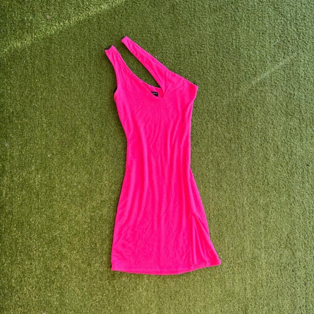 Hot Pink One-Shoulder Mini Dress